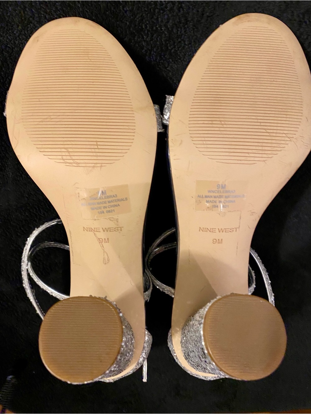 Nine West Celebra Silver Glitter Block Heel Sandals - Size 9 - NWT! - Picture 5 of 5